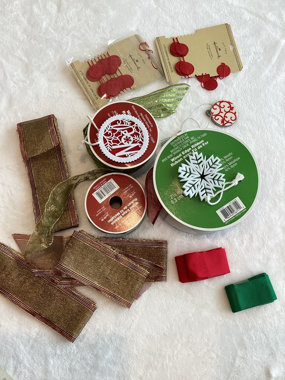 Christmas Ribbons Decorations New and Used Assorted